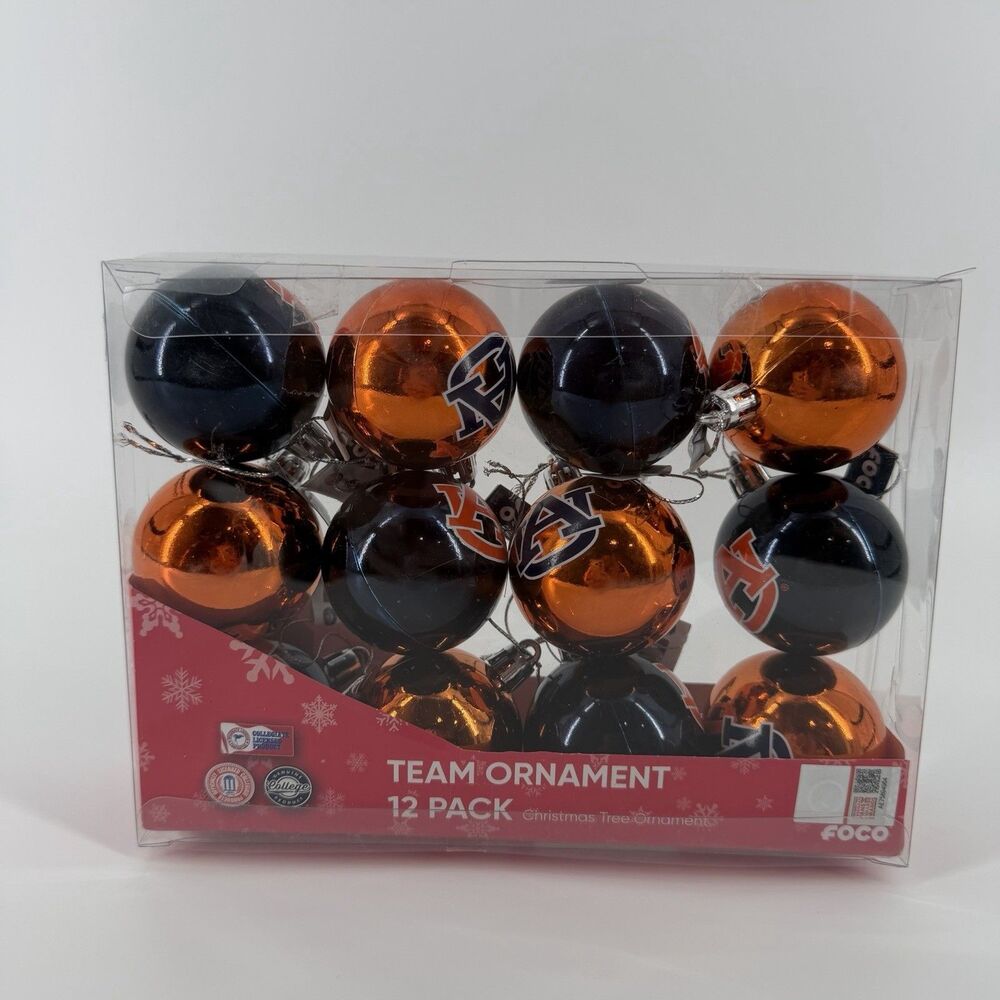 NEW Auburn University Mini Christmas Ornaments 12 Pack Officially Licensed NCAA